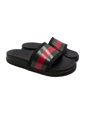 Gucci Black Slide with Web Detail