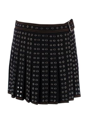 Dior Black Pleated Eyelet Mini Skirt