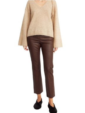 By Malene Birger Brown Cropped Florentina Leather Trousers