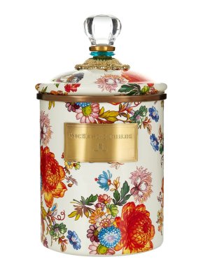 Mackenzie-Childs White Medium Flower Market Canister