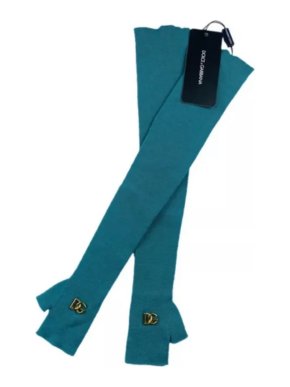 Dolce & Gabbana Turquoise Virgin Wool Elbow Gloves