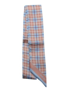Mulberry Brown and Blue Check Printed Slim Twilly 1