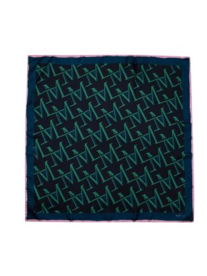 Mulberry Blue Logo Printed Silk Twilly 1