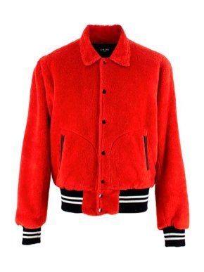 Amiri Red Teddy Varsity Jacket