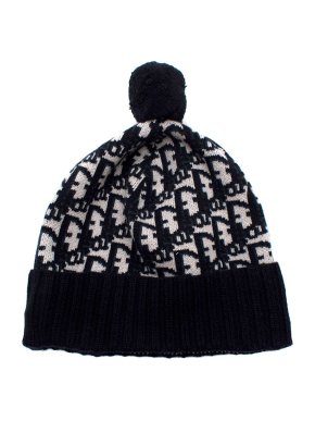 Dior Oblique Pompom Cashmere Beanie