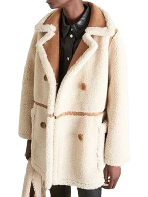 Stand Studio Double-Breasted Teddy Faux-Shearling Coat