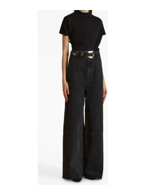 Khaite Charcoal 'Isla' High Rise Wide Leg Jeans