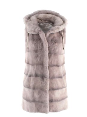 Yves Salomon Grey Mink Fur Hooded Gilet