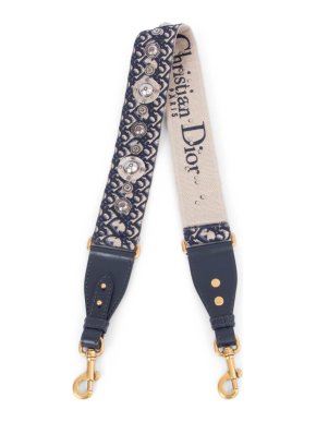 Dior Navy Studded  Oblique Canvas Bag Strap