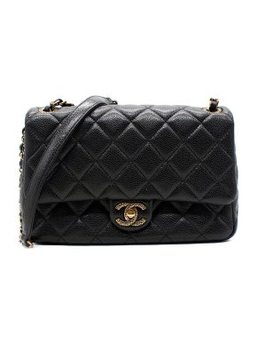 Chanel Seasonal  Black Caviar Leather Small Flap Bag