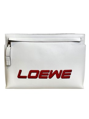 Loewe White Logo Leather Pouch