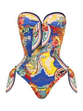 Zimmermann Nautical Map Alight Scarf Tie Swimsuit