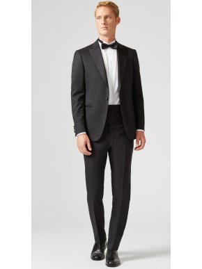Pal Zileri Black Wool Tuxedo Trousers with Silk Detailing