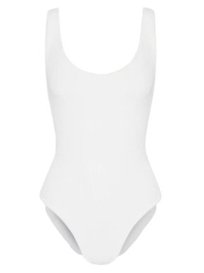 Hunza G White Square Neck Crinkle Swimsuit