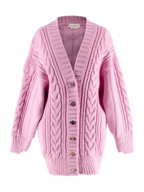 Alexander McQueen Pink Cable Knit Wool Cardigan