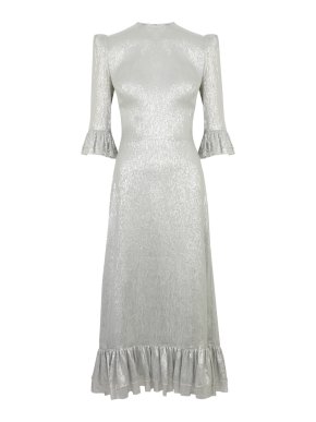 The Vampire's Wife Silver Falconetti Silk-Blend Lamé Midi Dress