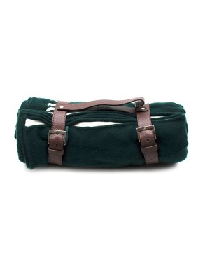 Rolex Forest Green Wool and Silk Blend Picnic Blanket