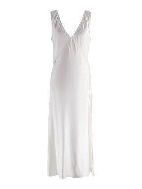 Asceno Ivory Bordeaux Silk Maxi  Dress