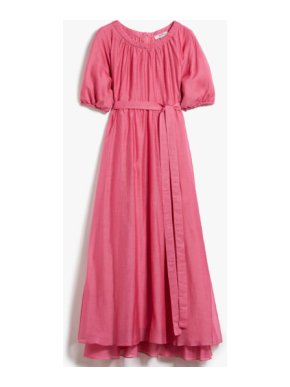 Max Mara Pink Fresia Belted Silk Blend Dress