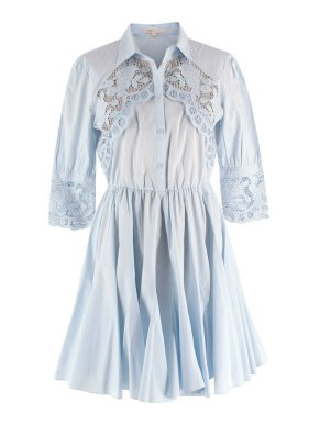 Maje Rebella Broderie Anglaise-Trimmed Cotton-Poplin Mini Shirt Dress