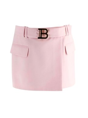 Balmain Pink Belted Mini Skirt