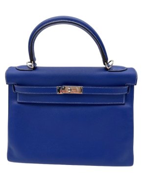 Hermes Kelly 32 Candy Veau Epsom Bleu Electrique with palladium silver hardware 1