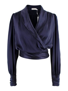 Zimmermann Navy Silk Wrap Blouse