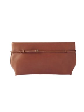 The Row Brown Sienna Leather Clutch
