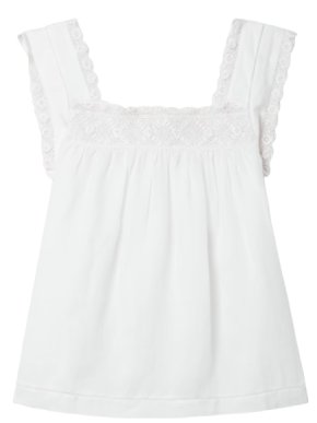 Doen White Aphra Crochet Trimmed Ramie Top