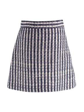 Miu Miu Blue and White Checked Wool Blend Mini Skirt 1