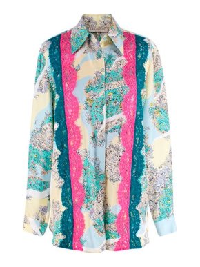 Emilio Pucci Floral Print Lace Trimmed Blouse