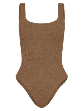 Hunza G Metallic Cocoa Square Neck Swimsuit