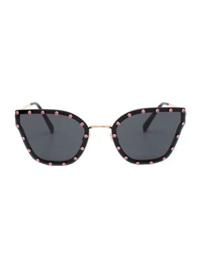 Valentino Black & Pink Crystal Embellished Butterfly Sunglasses