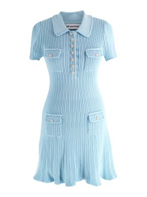 Self Portrait Blue Sequin Knit Mini Dress