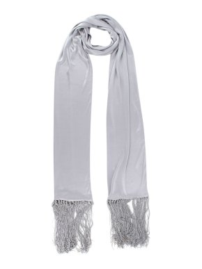DRY CLEAN Celine Grey Satin Fringed Scarf