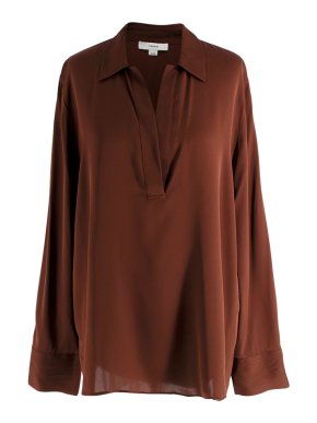 Vince Brown Silk Blend Shirt