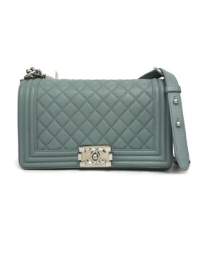 Chanel Blue Leather Quilted Boy Bag