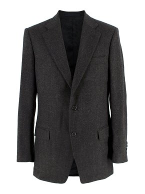 Burberry Dark Grey Wool Cashmere Single Breasted Blazer 1