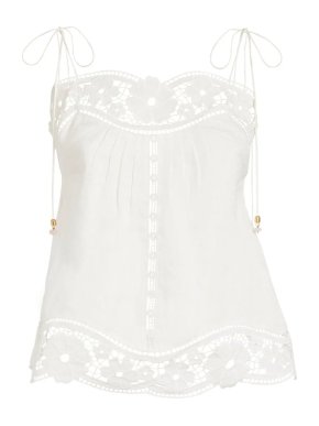 Zimmermann White Linen August Broderie Cami