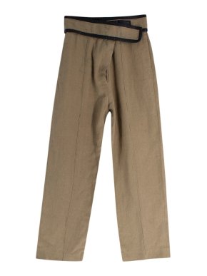 Celine Green Velcro Wide Leg Linen Trousers 1