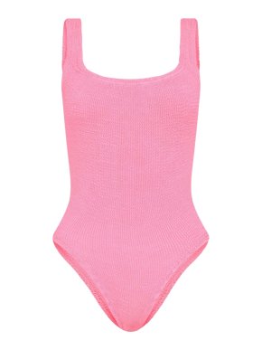 Hunza G Pink Crinkle One Piece swimsuit