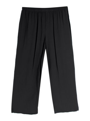 Eileen Fisher Black Pleated Wide Leg Trousers