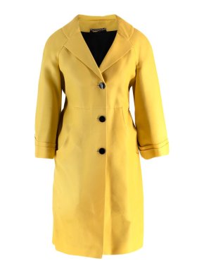 Gucci Ochre Yellow Tie Front Silk Blend Coat 1
