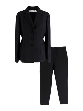 Christian Dior Black Wool and Silk Blazer and Trouser Suit 1
