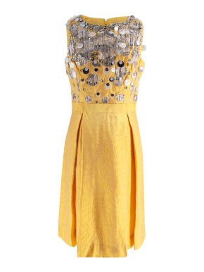 Bill Blass Yellow Sequin Bodice Mini Dress 1