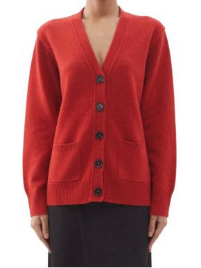 Acne Red Cashmere Blend Cardigan