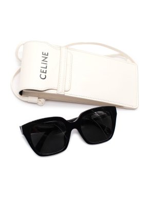 Celine Black Sunglasses with White Leather Crossbody Case