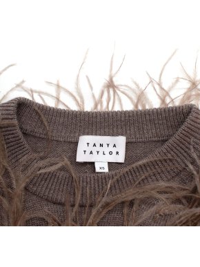Tanya Taylor Mole Brown Lexia Ostrich Feather Knit