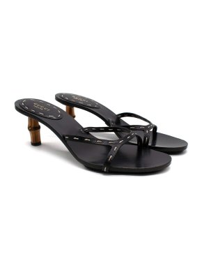 Gucci Vintage Bamboo Kitten Heel Sandals