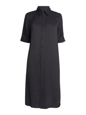 Jil Sander Black Matt Fluid Satin Shirt Dress